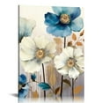 thumbnail image 1 of COMIO  Canvas Wall Art for Living Room White and Indigo Blue Floral Pictures Wall Decor for Dining Room Bedroom Bathroom Kitchen Lotus Flower Print Painting for Home Decorations, 1 of 4