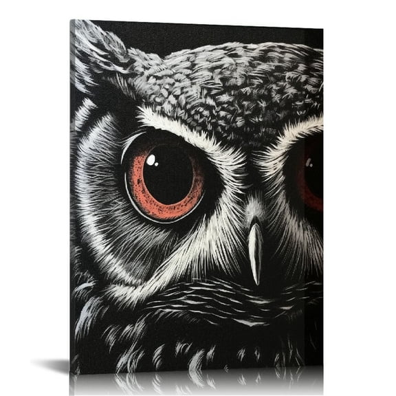 COMIO Canvas Wall Art Owl Eyes Canvas Print Artwork Black And White Animals Wall Art Paintings Modern Picture Print for Living Room Dinning Room Bedroom Bathroom Home Decor
