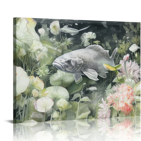 COMIO  Canvas Wall Art Painting Chinese Style Red  Lucky Carp Fish Goldfish Poster Entrance Home Decor Artwork Picture