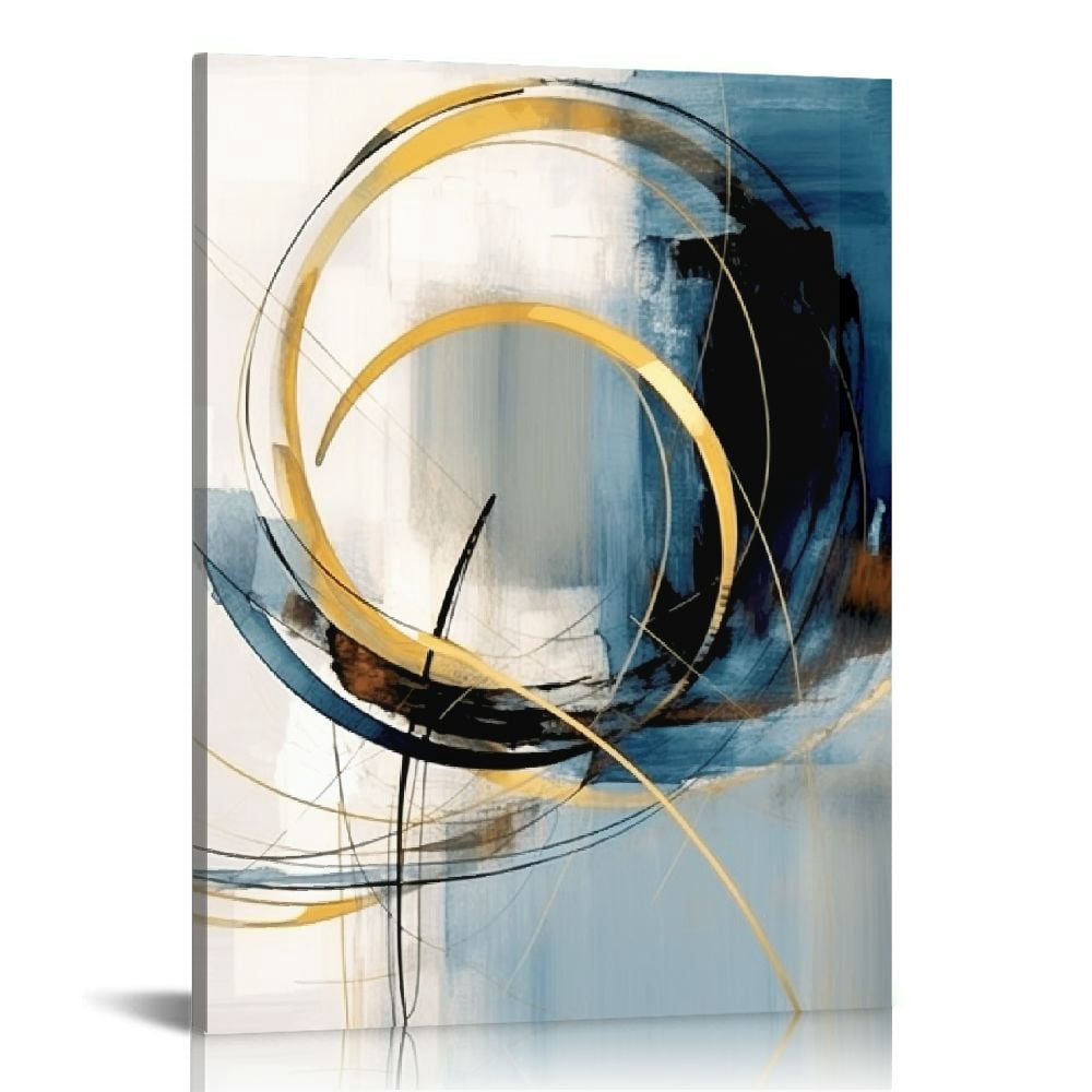 COMIO Canvas Wall Art Set Modern Minimalism Art Paintings Blue and Gold ...