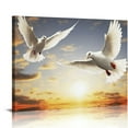 thumbnail image 1 of COMIO  Canvas Wall Art Wall Decor Abstract Two White Doves Painting Modern Wall Art Bird Picture Artwork for Walls for Bedroom Living Room Bathroom Decoration, 1 of 4