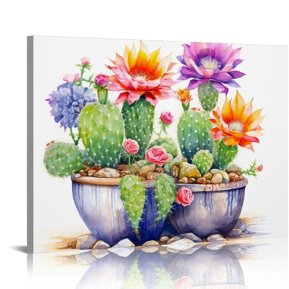 COMIO Canvas Wall Art for bedroom living room Canvas Prints Artwork bathroom Wall Decor Green plants Succulent cactus flower painting modern Framed Ready to hang Office Home Decorations