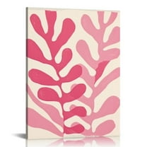 COMIO  Canvas Wall Decor,Framed Matisse Pink Wall Art for Living Room,Abstract Matisse Wall Art Exhibition Posters Minimalist Wood Art Wall Decor Aesthetic, Poster for Bedroom,Bathroom