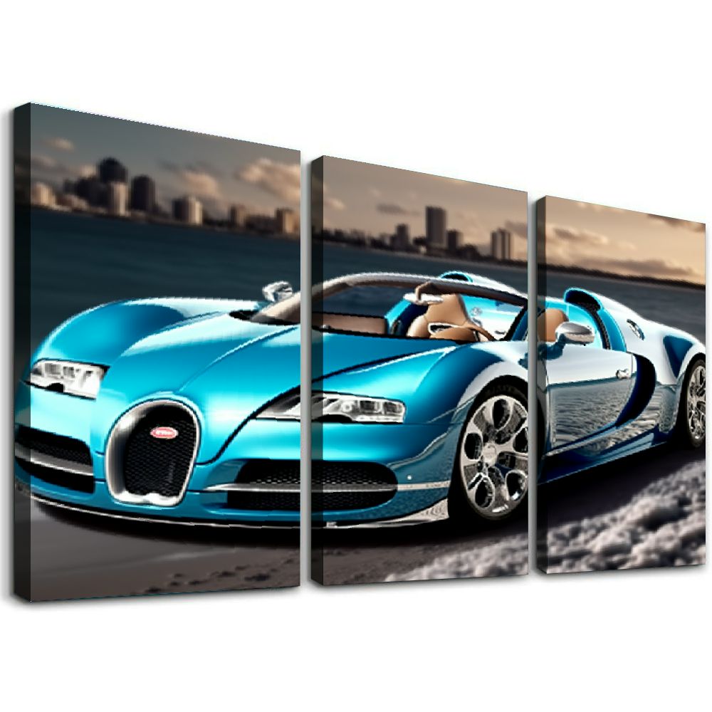 COMIO Car Poster Decor Black and White Wall Art Framed