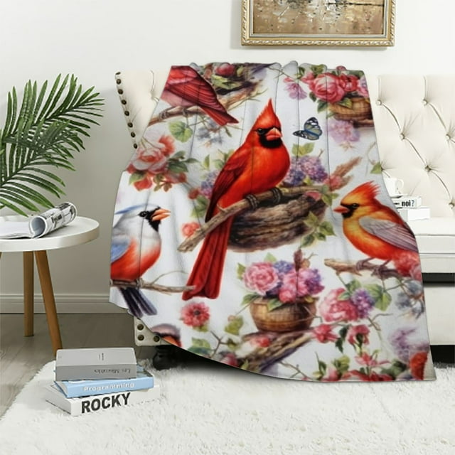 COMIO Cardinal Birds Blanket Gifts Super Soft Lightweight Flannel