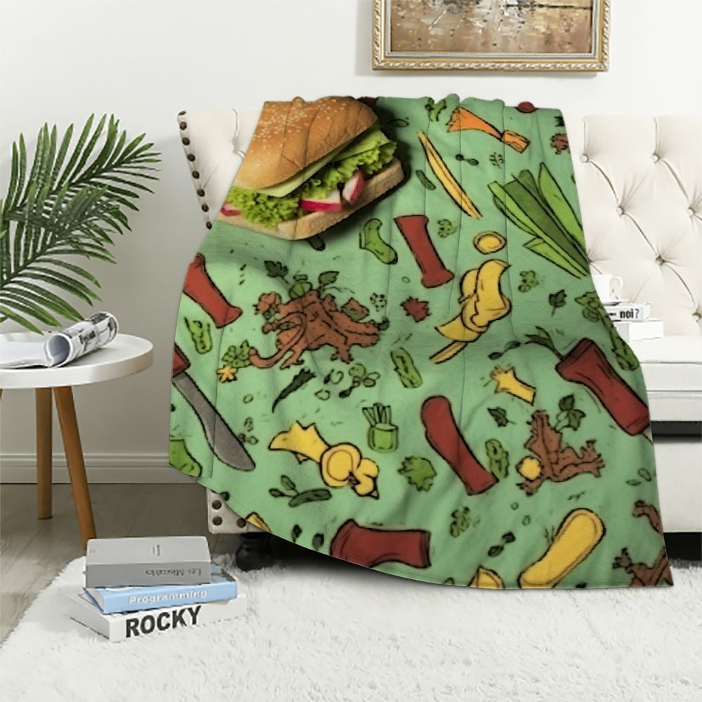 Sandwich Throw COMIO Carrot Broccoli Sandwiches Throw Blanket Double Sided for Sofa ...