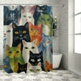 thumbnail image 1 of COMIO Cartoon Colorful Cute Cats Adorable Kitten Animal Oil Painting Shower Curtain for Bathroom Decoration White, 1 of 6