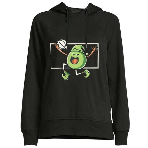 COMIO Cartoon Elf Holy Volleyball Womens Hoodie Black