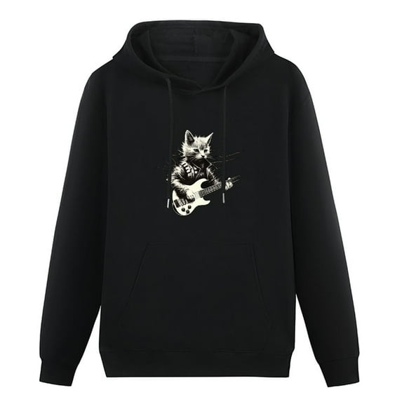 COMIO Cat Lover Heartbeat Guitar Music Sweatshirt
