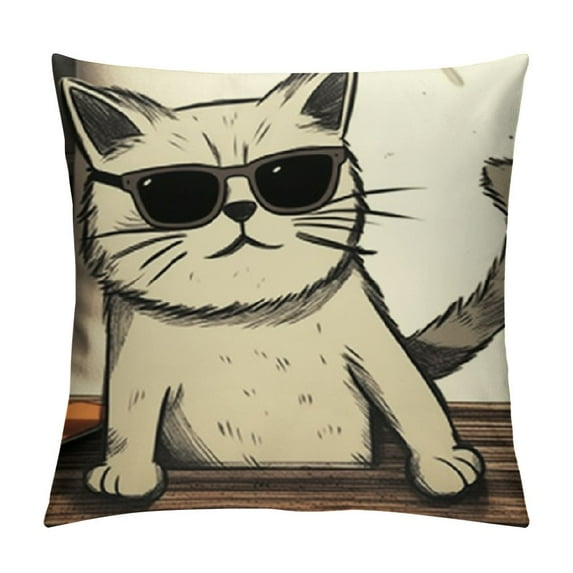 COMIO Cat Pillow Covers Decorative Funny Throw Pillow Covers I Do What I Want Not My Problem Pillowcase Bed Sofa Decorations Beige Farmhouse Decor