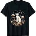 thumbnail image 1 of COMIO Celestial Cat Moon Mushroom Cottagecore Witchy Tee for Women T-Shirt, 1 of 3