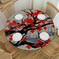 thumbnail image 1 of COMIO  Cherry Round Tablecloth,Red Flowers Cherry Blossom Ink Painting Water Resistant Polyester Table Cloth Decorative Table Cover for Kitchen, Dining Desk,Party,Holiday, 1 of 7