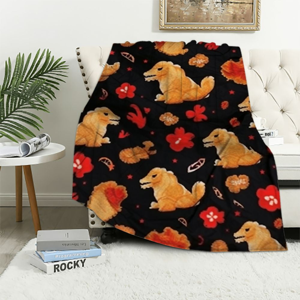 COMIO Chicken Nugget Blanket,Dino Nugget Blankets Gift Soft Cozy Plush