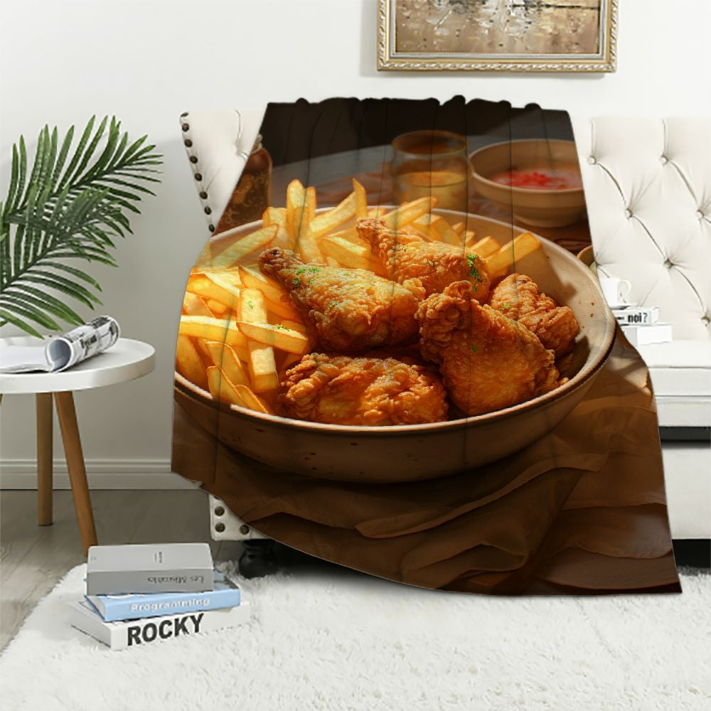 COMIO Chicken Nuggets French Fries Blanket Throw Super Soft and Cozy