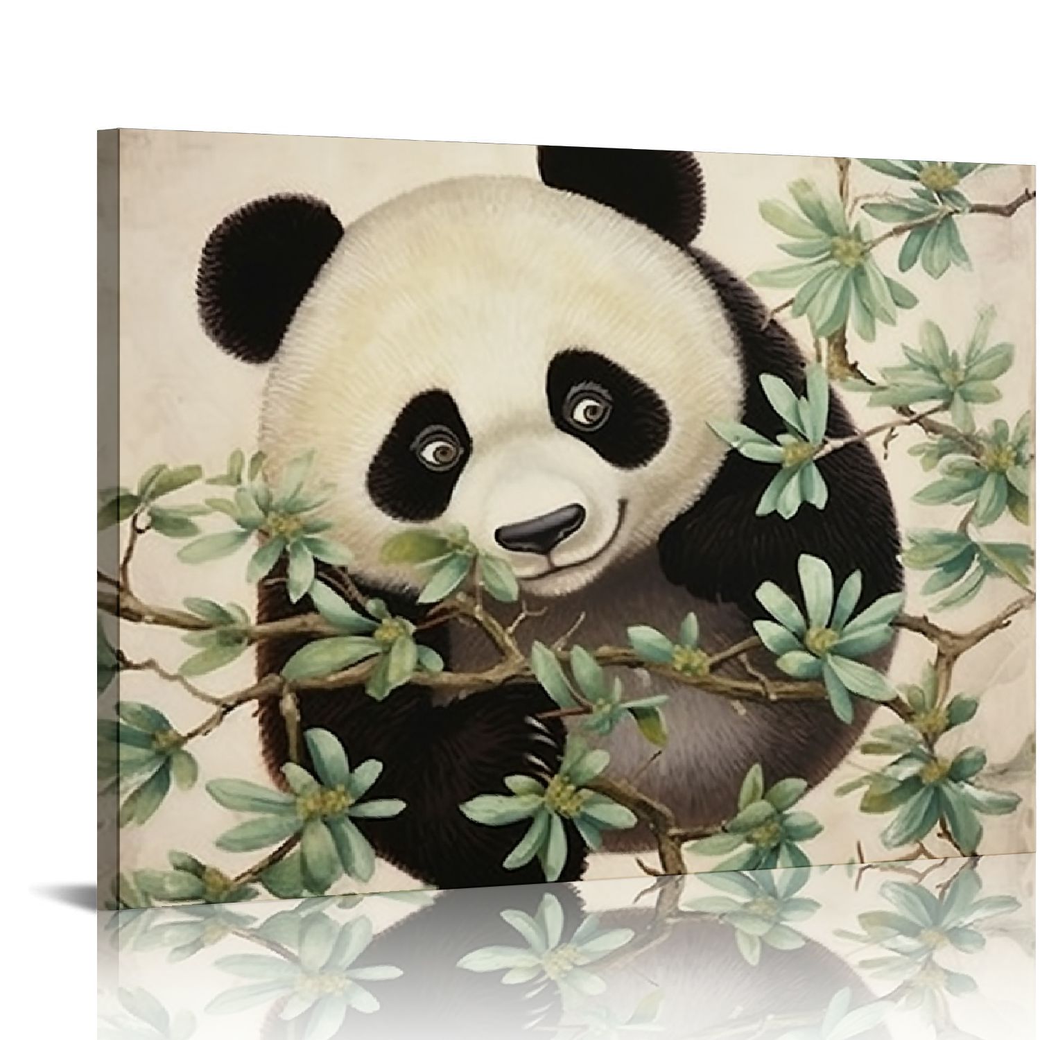 COMIO Chinese Style Panda Canvas Wall Art Print Funny Cute Animal ...