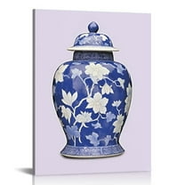 COMIO Chinoiserie Wall Art Print-- Bedroom or Study Decor -- Chinese Blue White Porcelain Vase Canvas Print