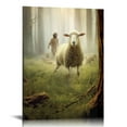 thumbnail image 1 of COMIO  Christian Wall Decor Jesus and Lamb Canvas Wall Art Religious Inspirational Scripture Jesus Running After Lost Lamb Canvas Print Artwork for Home Decor, 1 of 4