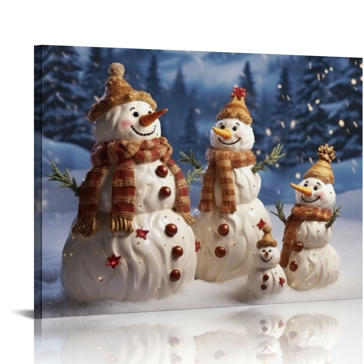 COMIO Christmas Canvas Wall Art Winter Themed Indoor Decor Snowman ...