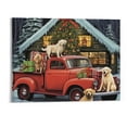 thumbnail image 1 of COMIO Christmas Canvas Wall Art with Wood Frames 20" x 16"  Art Works Winter Poster Prints Farmhouse Truck Dogs Hanging Wall Pictures Decoration for Holiday Living Room Bedroom Bathroom, 1 of 3