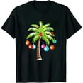 thumbnail image 1 of COMIO Christmas Lights Palm Tree Funny Hawaii Beach Tropical Xmas T-Shirt, 1 of 3