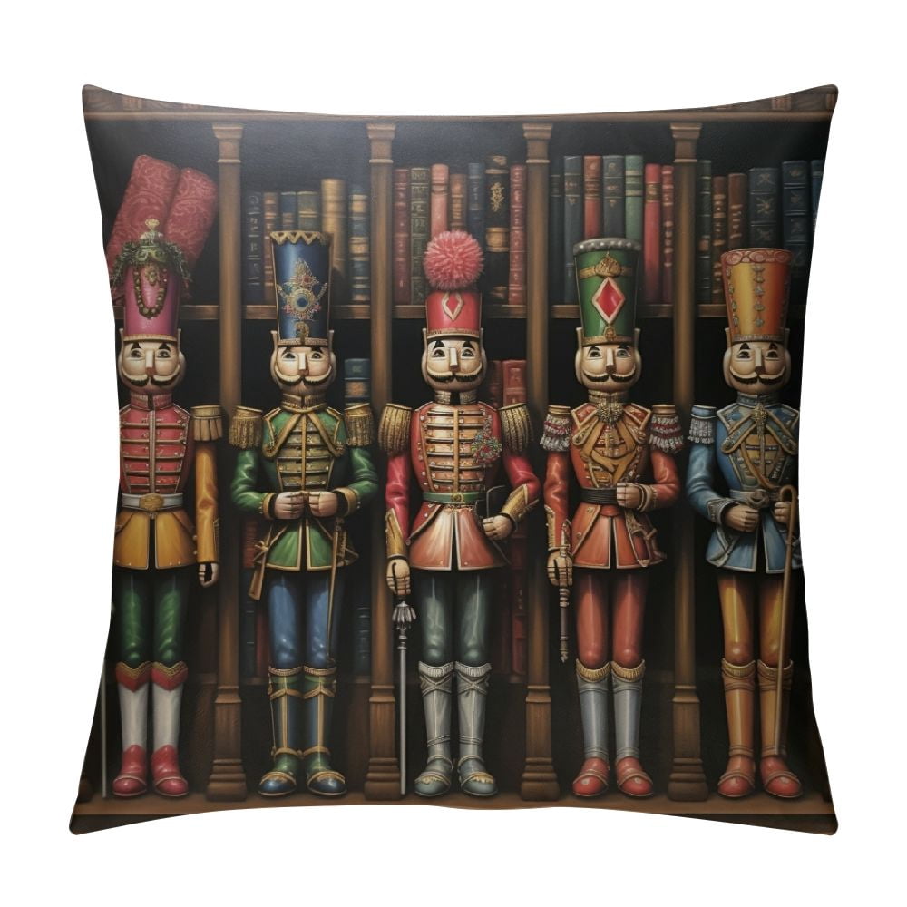 Pillow Perfect Embroidered Nutcracker Throw Pillow 16.5x16.5 Gold - Holiday Decorative Pillow