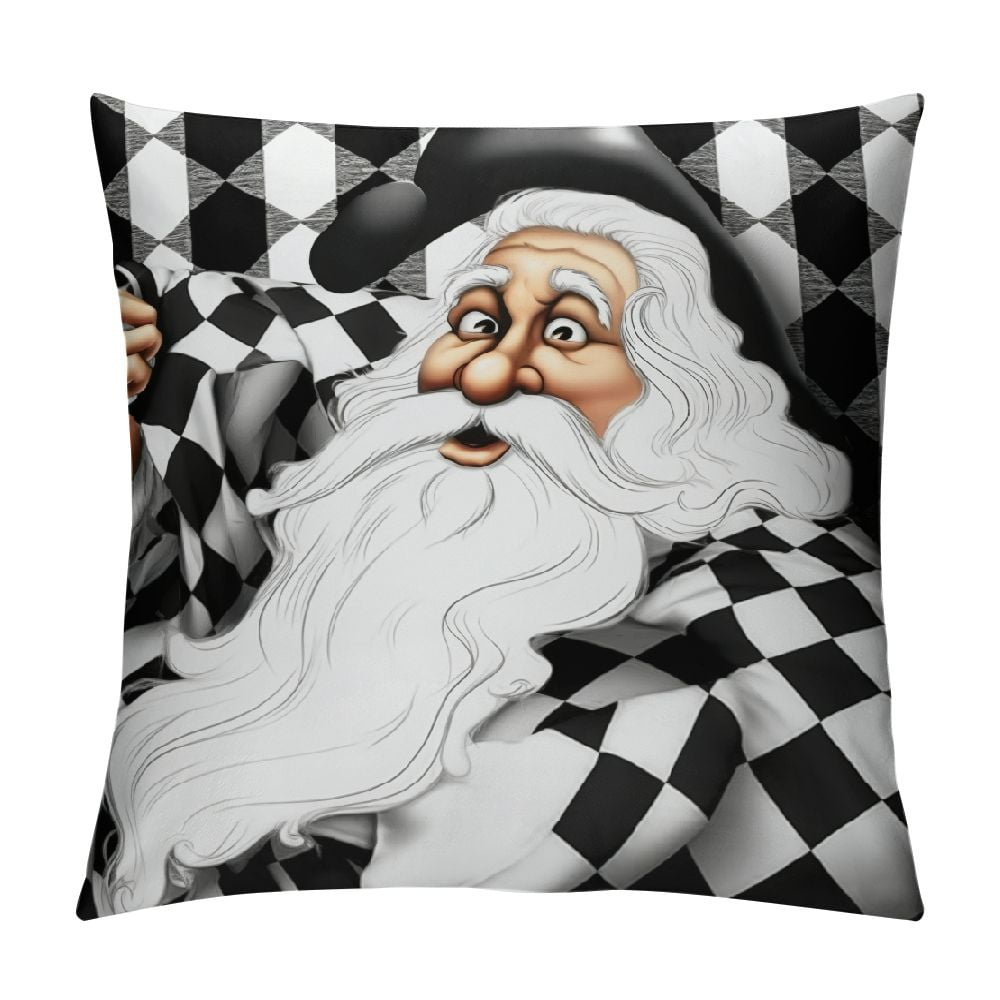Set Of 4 Christmas Throw Pillow Covers 18x18 Inch - Santa & Reindeer Holiday Couch Cushion Covers For Living Room Decor