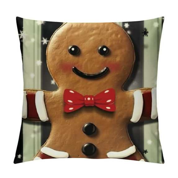 COMIO Christmas Pillow Covers Santa Snowman Gingerbread Christmas Tree Decorations Outdoor Christmas Pillows Decorative Throw Pillows Cases Winter Holiday Decor for Couch