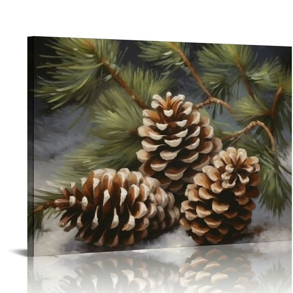 COMIO Christmas Pine Cones Canvas Poster Wall Art Decor Print Picture Paintings for Living Room Bedroom Decoration