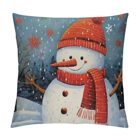 COMIO Christmas Snowman Winter Throw Pillow Cover Super Soft Dandelion Snow Holiday Xmas Outdoor Home Decor Pillows Cushion Case for Sofa Couch