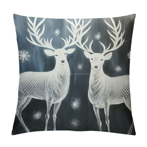 COMIO Christmas Soft Throw Pillow Cover,Deer Snowflake Decorative Throw Pillow Case Luxurious Sofa Cushion Cover for Home Christmas Decoration, Gray