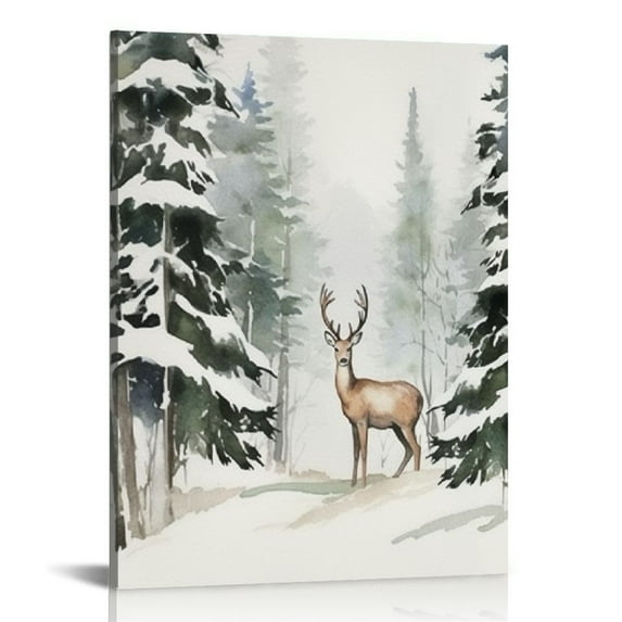 COMIO Christmas Wall Decor,Christmas Deer Wall Decor,Christmas Room Decor,Canvas Wall Art,Holiday Snow Winter Wall Decorations For Living Room