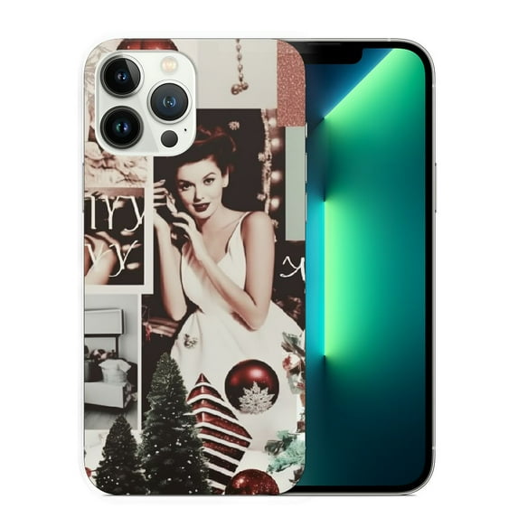 COMIO Christmas Winter Aesthetic Case Compatible with iPhone 15, Christmas Trees Collage Case for iPhone 15, Trendy Cool Case Cover