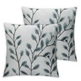 thumbnail image 1 of COMIO  Classical Jacquard Teal Leaf Pattern Square Decorative Throw Pillow Case Cushion Cover  2pc, 1 of 6