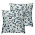 thumbnail image 1 of COMIO  Classical Jacquard Teal Leaf Pattern Square Decorative Throw Pillow Case Cushion Cover 2pc, 1 of 6