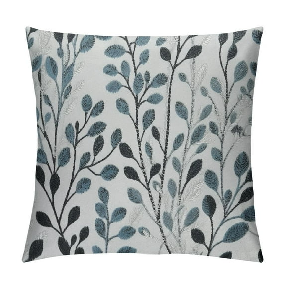 COMIO Classical Jacquard Teal Leaf Pattern Square Decorative Throw Pillow Case Cushion Cover