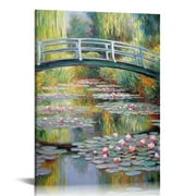 COMIO Claude Monet Wall Art Bridge Over A Pond of Water Lilies Posters and Prints on Canvas Painting for Bedroom Giclee Artwork Modern Picture Decor for Canvas Decorations Wall Painting 16x20in