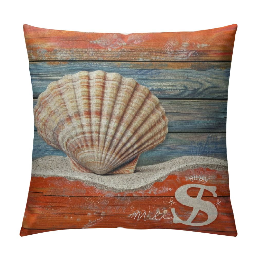 COMIO Coastal Beach Throw Pillow Covers Seaturtle Starfish Shell Sand