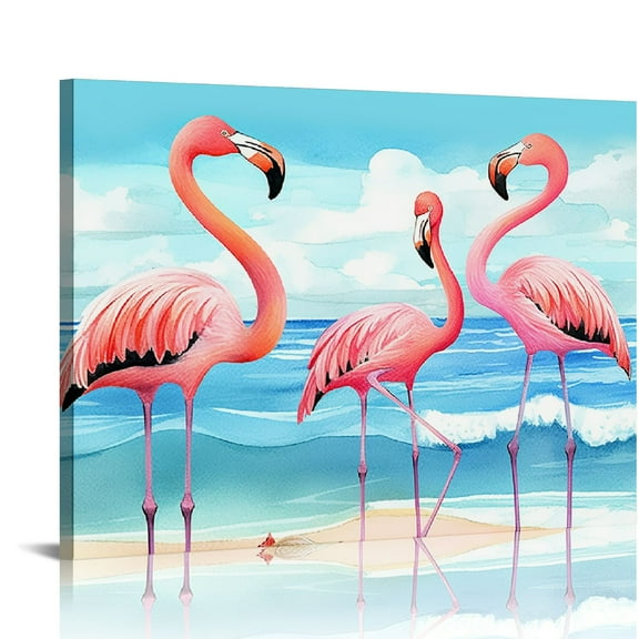 COMIO Coastal Flamingo Bathroom Decor Wall Art Beach Flamingo Pictures Wall Decor God Says You Are Canvas Prints Artwork Painting Modern Home Office Decoration For Girls Room Bedroom Living Room