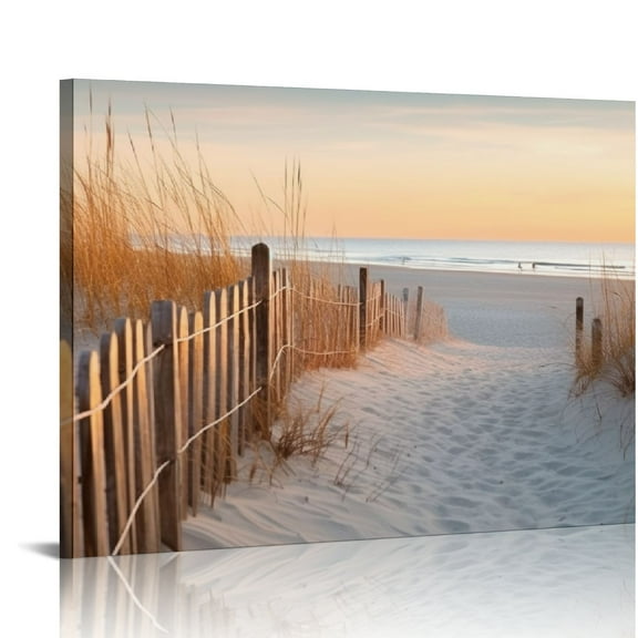 COMIO Coastal Road Wall Art Canvas: Modern Beach Path Picture Ocean Sea Grass Artwork Decor Seascape Seaside Painting Print for Living Room Bedroom Office