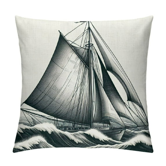 COMIO Coastal Sailing Throw Pillow Case Blue Compass/Anchor/Sailboat/Navigation Pattern Ocean Theme Cushion Covers Nautical Beach Decorative Pillowcases