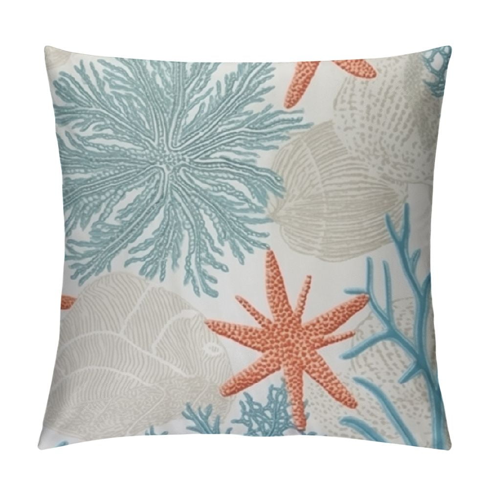QZHH Coastal Throw Pillow Cover,Summer Ocean Themed Pillow Covers