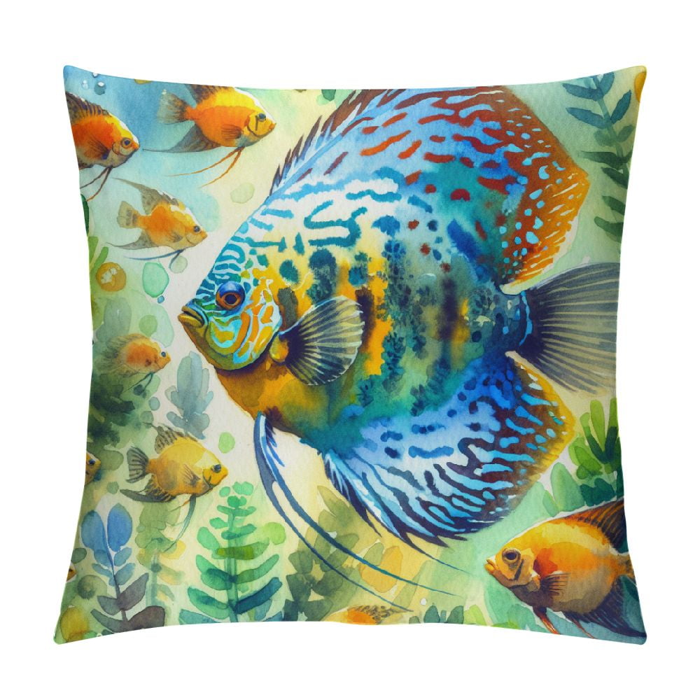 COMIO Coastal Throw Pillow Covers Ocean Outdoor Beach Pillows Cover Summer Theme Sea Fish Decor Square Pillowcase for Patio Couch Sofa Walmart