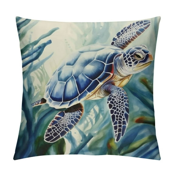 COMIO Coastal Turtle Throw Pillow Covers Nautical Beach Pillow Case Sea Turtle Decorative Couch Ocean Themed Watercolor Art Cushion Cover for Bed Living Room Sofa