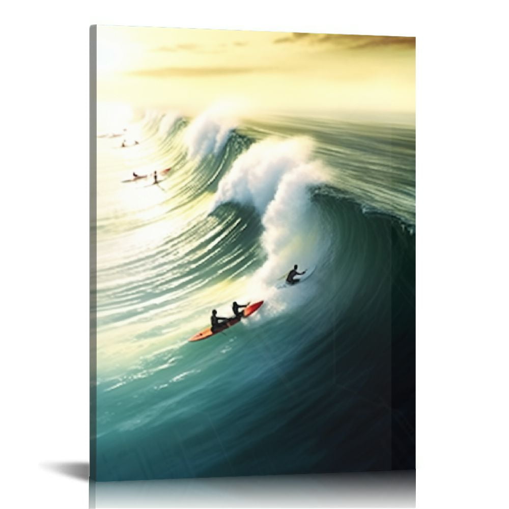 Colorful Surfboard Canvas Wall Art Set - 3 Panels, 12x16 Inches, Framed Beach Decor