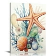 thumbnail image 1 of COMIO  Coastal Wall Art Canvas Paintings Shell Starfish Coral Conch Picture Watercolor Art Wall Decor Framed Prints Artwork for Home Bathroom Kitchen Office Living Room, 1 of 4