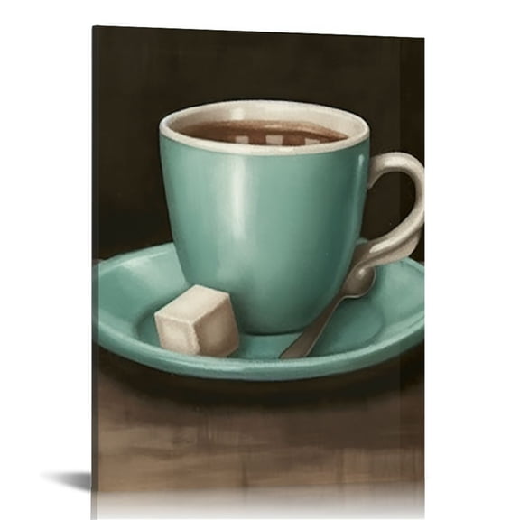 COMIO  Coffee Kitchen Decor Wall Art Abstract Cafe Mocha Cappuccino Food Painting Picture for Restaurant Dining Room Cafe Bar