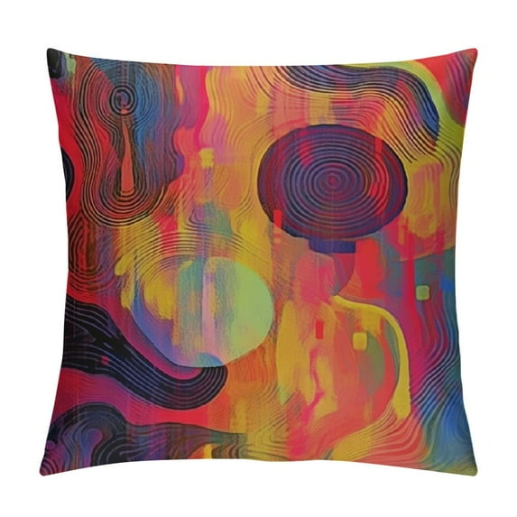 COMIO Color Throw Pillow Cover Abstract Purple Pink Red Orange Golden Blue Chaotic Waves Colorful Rainbow Square Pillow Case Cushion Cover for Home Car Decorative.
