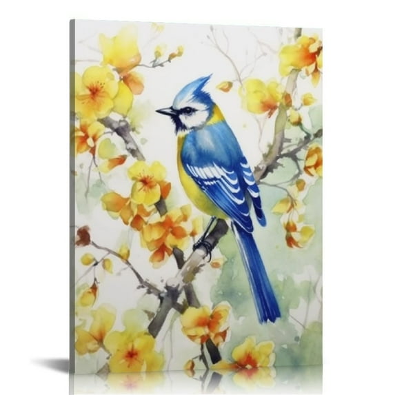 COMIO Colorful Bird on Peach Blossom Branch,Living Room Or Bedroom Wall Art, Nature Theme Post Canvas Art Poster And Wall Art Picture Print Modern Family Bedroom Decor Posters
