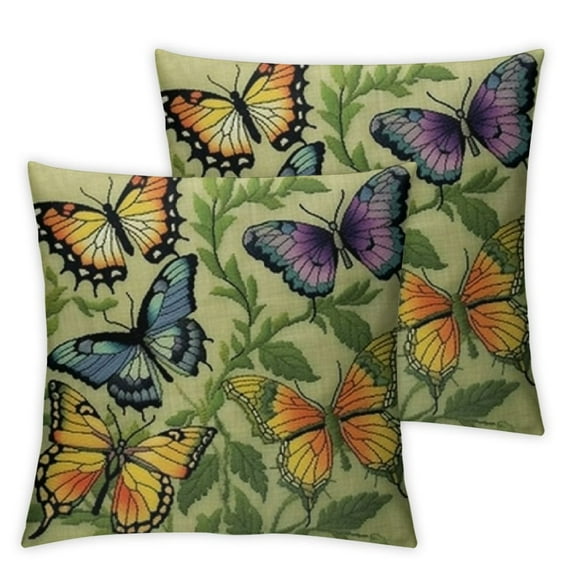 COMIO Colorful Butterfly Home Decorative Throw Pillow Case Cushion Cover 2Pcs