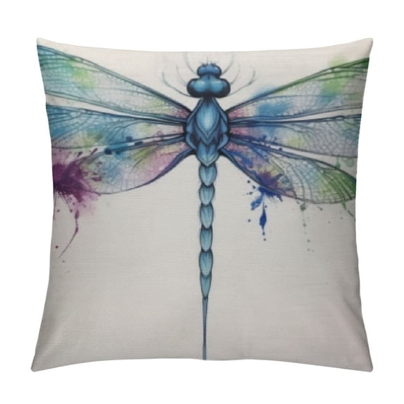 COMIO Colorful Dragonfly Pillow Covers Ink Blue Dragonfly Decorative Throw Pillow Covers Cushion Case for Home Sofa Couch Decoration